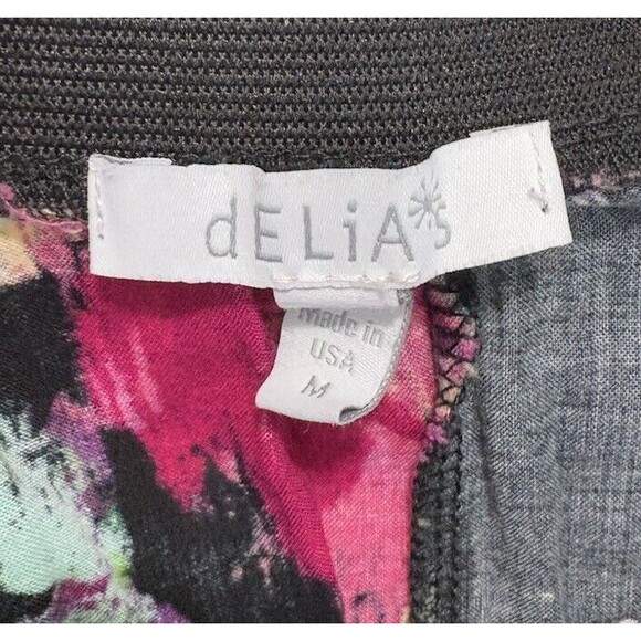 Delia’s Y2K Skirt Elastic Waist Circle Skirt Floral Multicolor Med Pink Purple - Picture 4 of 5